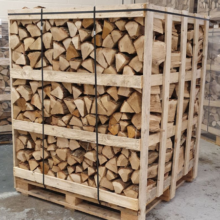 birch firewood in 1m3 crate